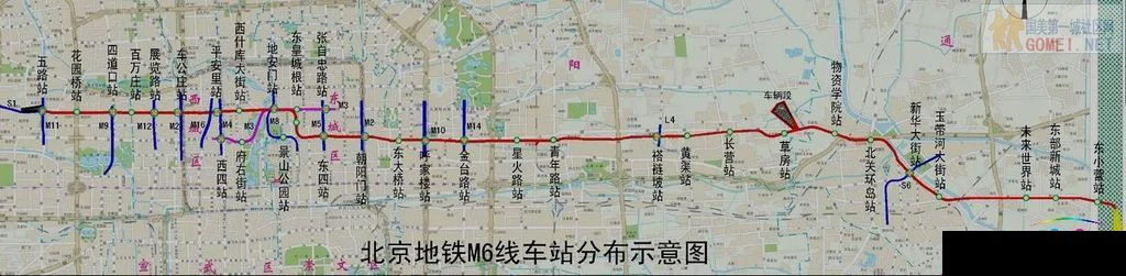 北京地铁六号线线路图(北京地铁6号线路图)