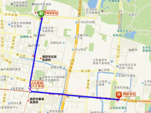 南京站到鸡鸣寺地铁(南京鸡鸣寺地铁2号线)