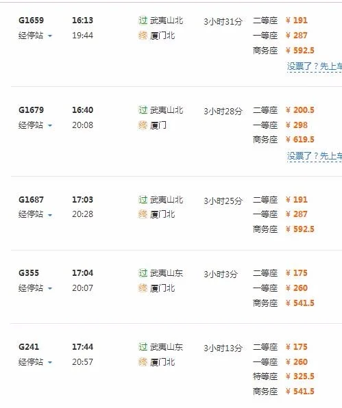 武夷山东站到厦门站高铁一天有几趟车（武夷山至厦门高铁）