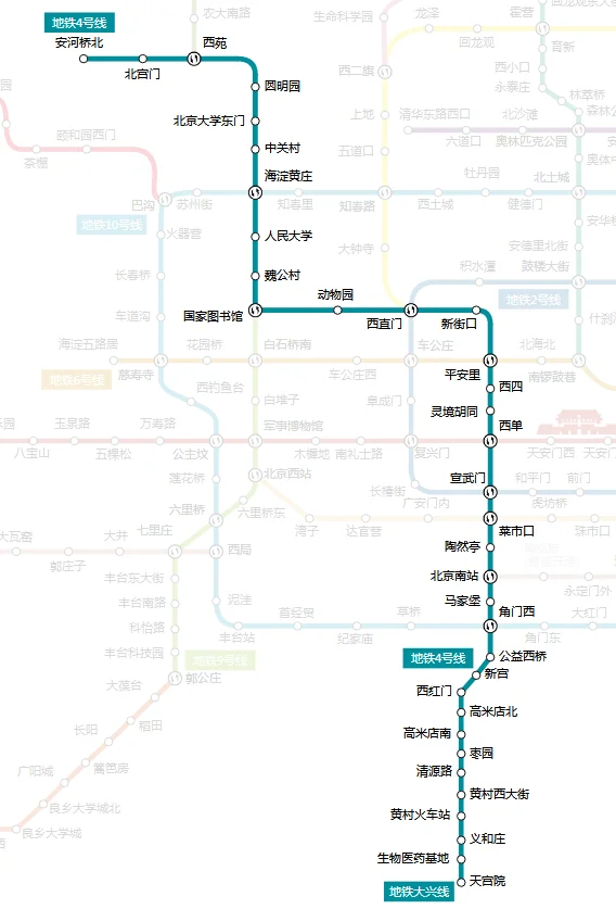 北京地铁4号线线路图(北京地铁4号)4