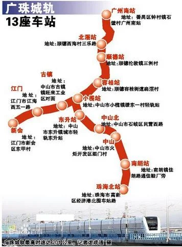 广珠轻轨路线图（广珠城际轨道交通有限公司）