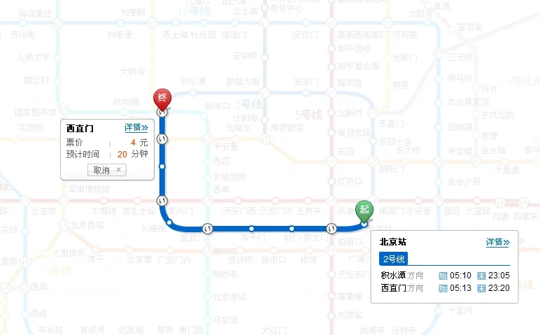 北京地铁2号线建国门站到西直门站有几站地（北京地铁哪站到西直门）