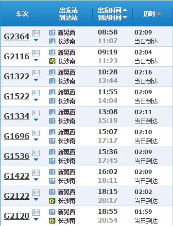 g2308高铁到长沙南时刻是多少（新晃西到长沙南高铁）4