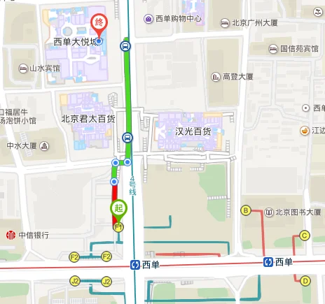 地铁四号线西单站离大悦城最近的是几号出口（北京地铁西单站出口）