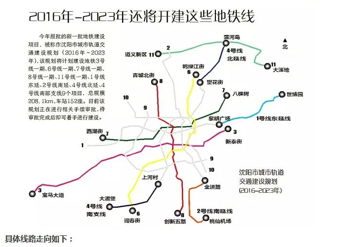 沈阳地铁开通哪几条线路（沈阳11条地铁线）