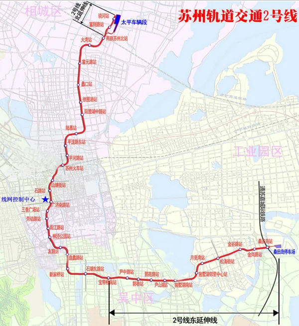苏州地铁一、二号线各有几站(苏州轨道交通2号线延伸线图)2