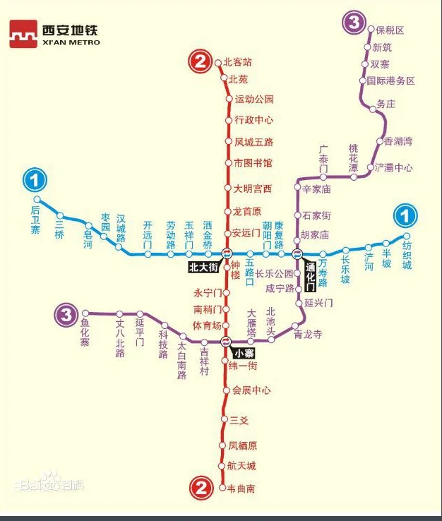 西安地铁1号线、3号线经过的地点（西安地铁到斗门镇）