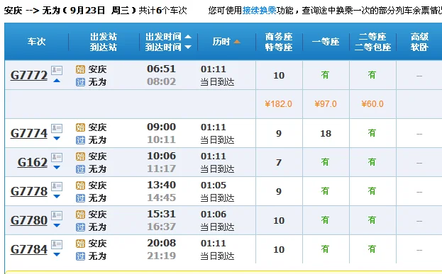 安庆到合肥高铁站经过哪些站（无为到安庆高铁时刻表）7