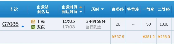 上海到安庆高铁动车时间表（上海到安庆高铁时刻表）5