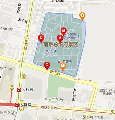 坐地铁三号线到大行宫站下然后从哪个出口到南京总统府（总统府地铁几号出口）