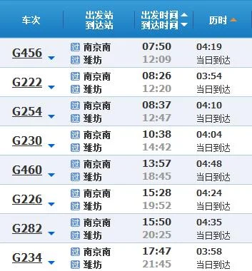 南京到济南要多长时间有没有动车高铁票价多少(南京到山东高铁时刻表)5