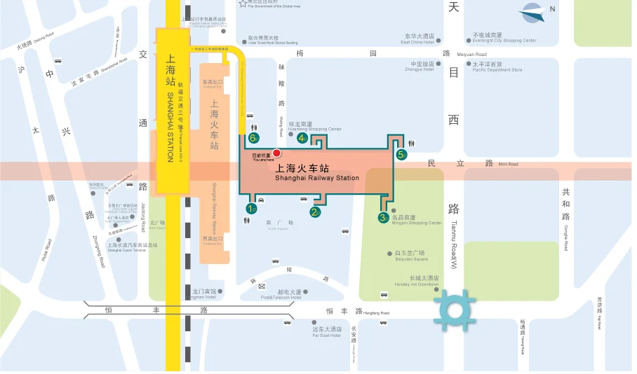 上海火车站地铁站有那几号线路的地铁经过（上海北广场地铁有1号线）