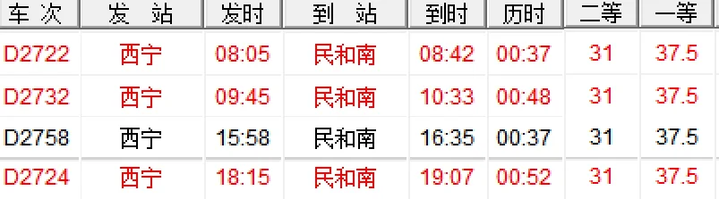 西宁到民和的高铁列车几点发（西宁到民和高铁）