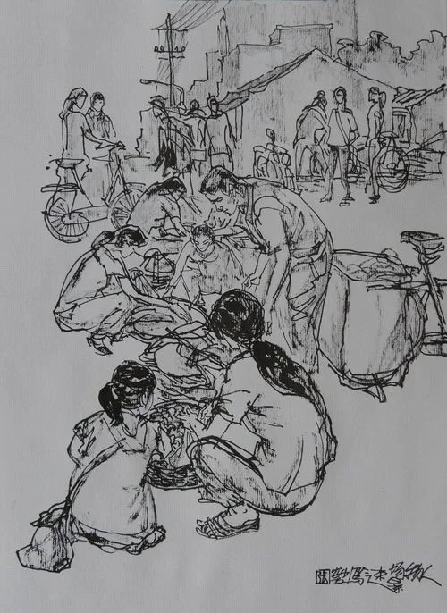 速写公交车站场景素材（速写单人场景在地铁站）4