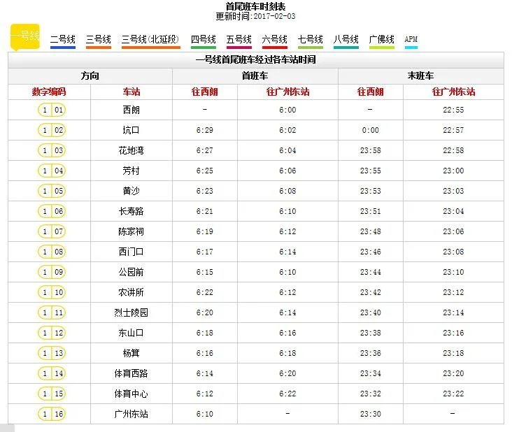 广州地铁三号线运营时间是如何的求告知（广州地铁时间2017）3