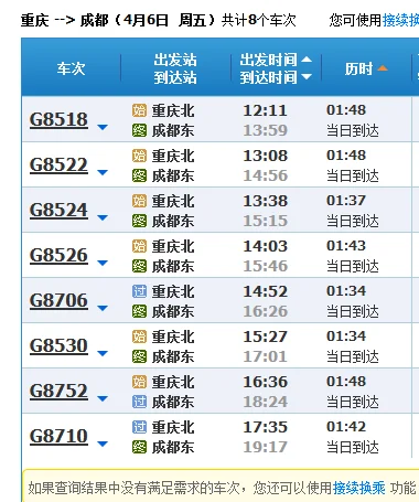 成都东站到重庆北站高铁在哪儿上车（重庆北成都东高铁动车）4