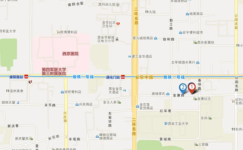西安地铁2号线北大街站有几个出口请问我应该从哪个出口出才能乘上地铁1号线到达康复路求解答知道(西安坐地铁到康复路哪个出口出去)2