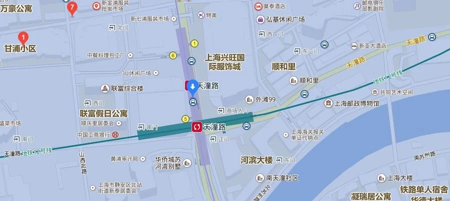 上海地铁几号线到七浦路（东安路至七浦路地铁站）2