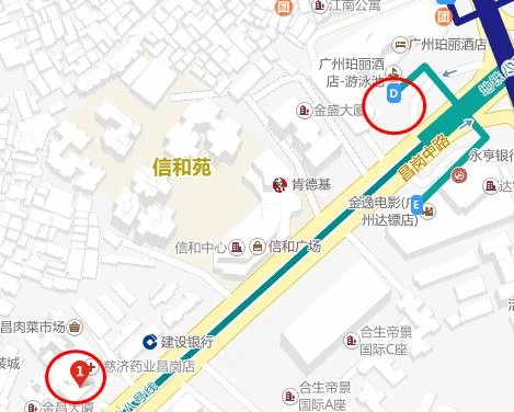 广州海珠区信和广场（海冠服装批发城）坐地铁昌岗站哪个出口最近那里（坐地铁去昌岗批发城在哪个出口出）4