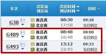 南昌到北京高铁时刻表（南昌至北京高铁时刻表）