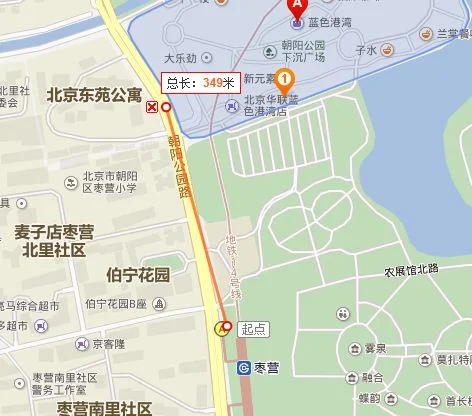 地铁14号线枣营站那个口出是蓝色港湾（朝阳公园14号地铁站出口）1