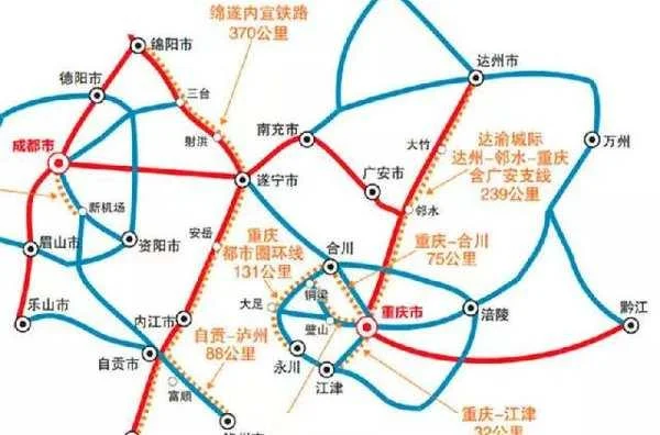 达渝城际铁路走向那些县城（渝环城铁路）