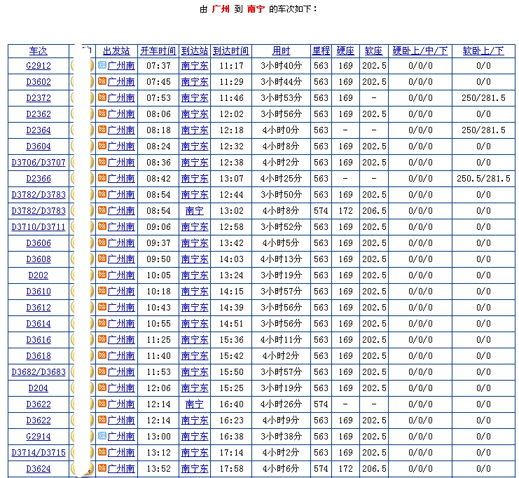 广州到南宁高铁时刻表查询（广州到南宁高铁时刻表）5