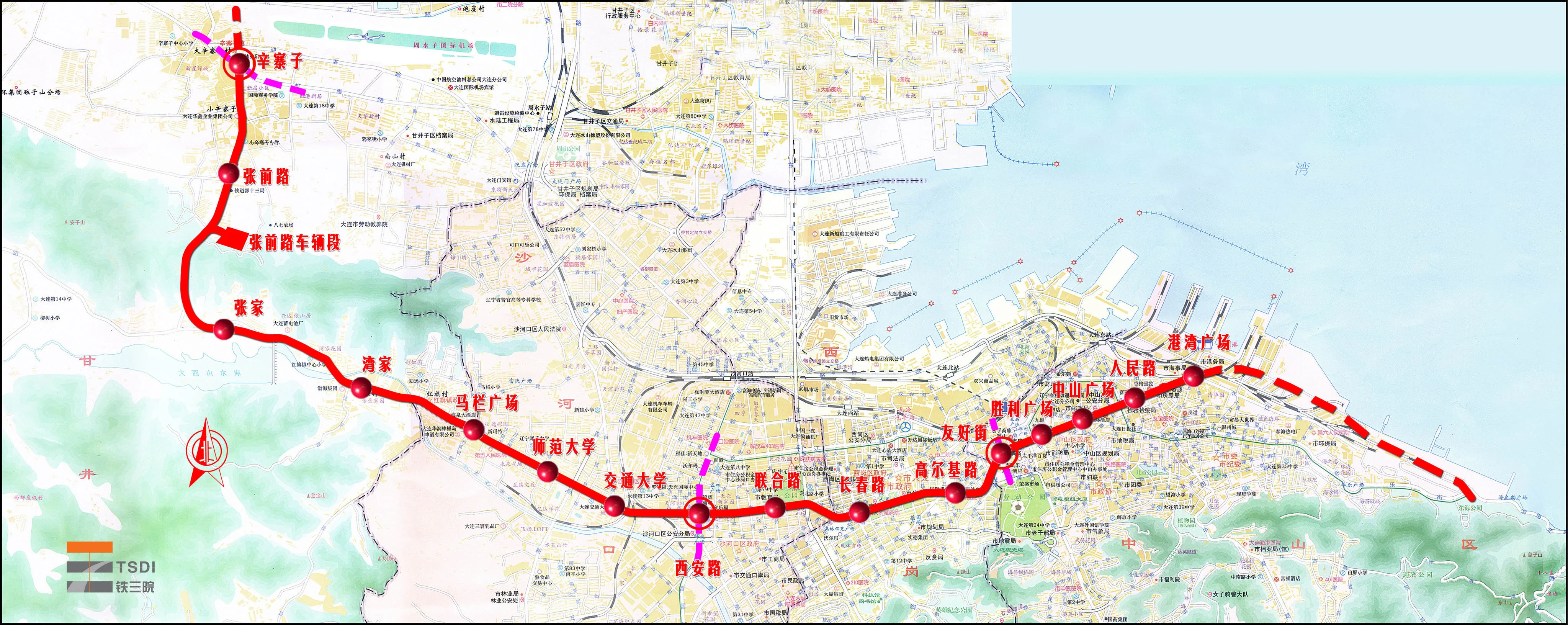 大连地铁二号线都有哪些站名（大连地铁一二号线路图）