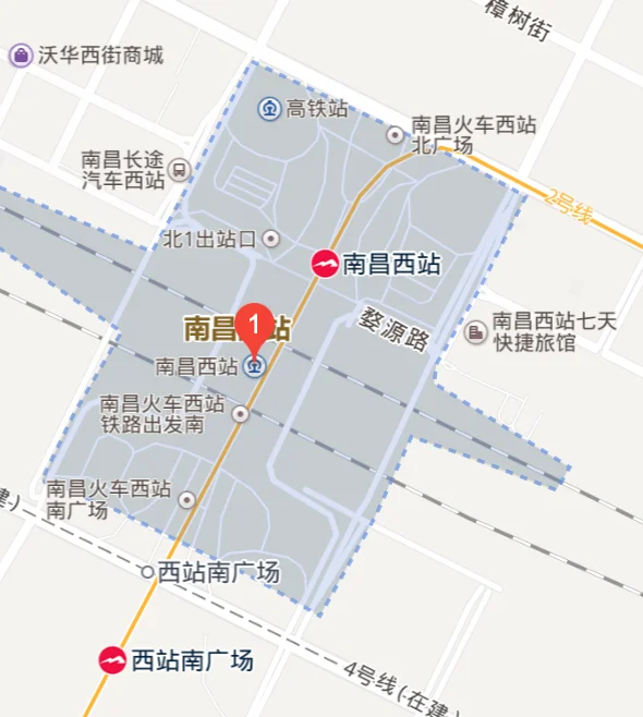 南昌地铁二号线各站点（南昌西东广场到地铁二号线）