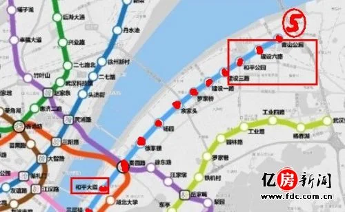 求武汉地铁5号线的完整线路规划图具体途径站点名称（武汉地铁图5号线路）6