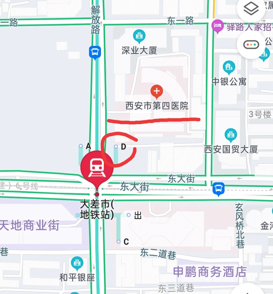 西安第四医院地铁4号线哪个口出近(西安市第四人民医院地铁)3