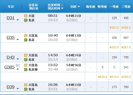 大连至北京高铁经停站（大连到北京高铁）2