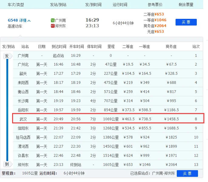 广州南站到信阳高铁途径哪些站（g548高铁时刻表）3