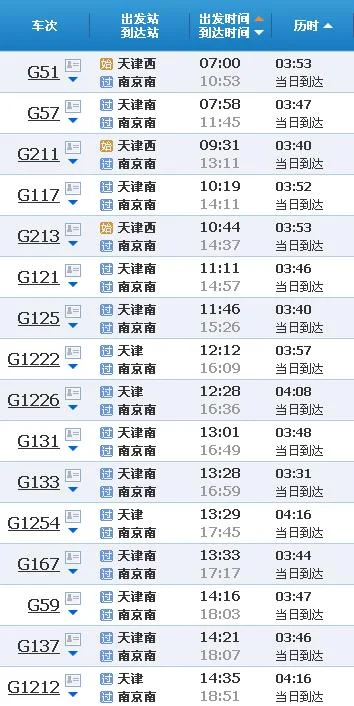 天津到南京高铁时刻表(天津高铁查询)3