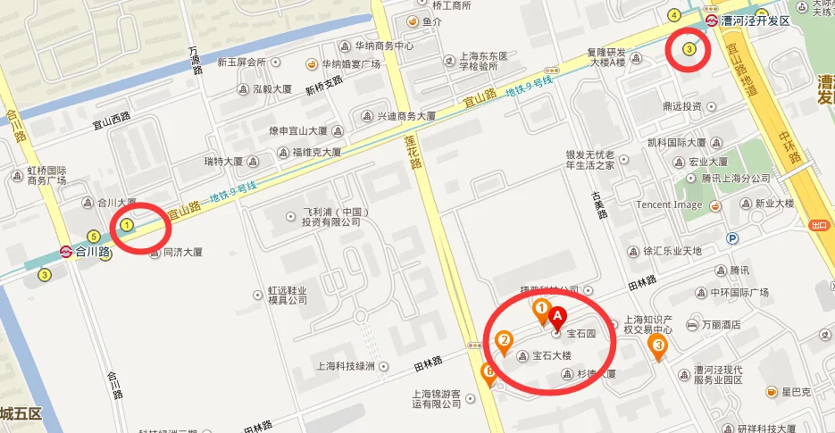 上海市地铁九号线合川路站具体在哪个位置离哪条路比较近（合川路地铁站出口）