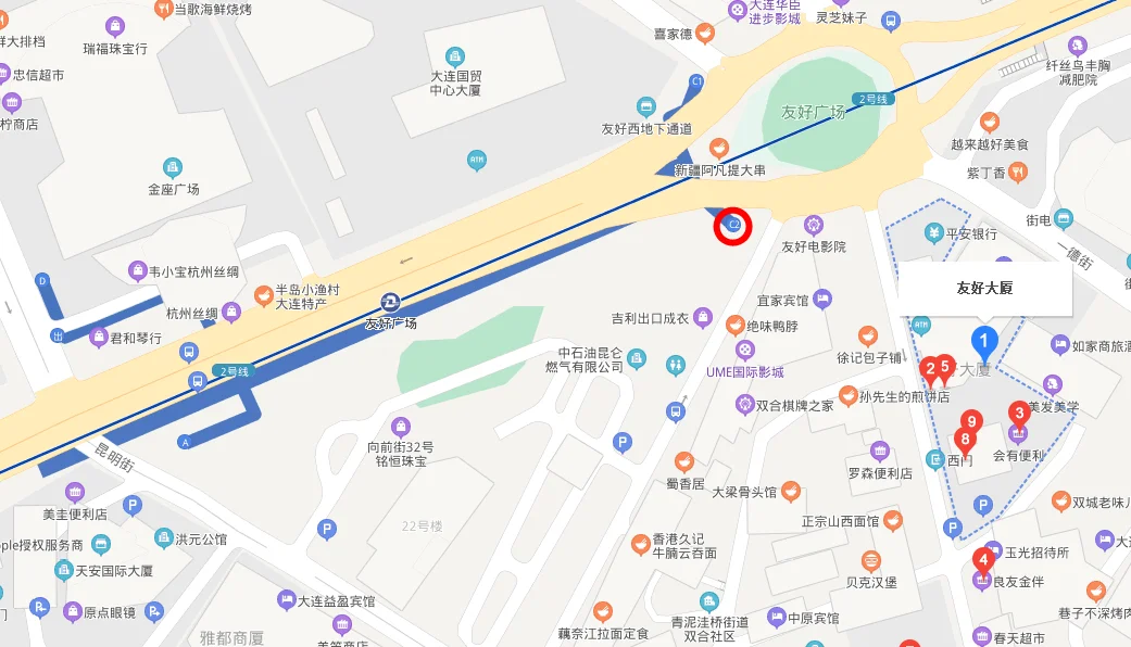 大连火车站地铁站到友好广场站地铁站怎么走 – 大连（友好广场地铁站出口6）2