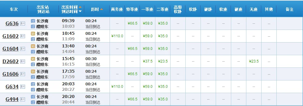 长沙到醴陵的高铁票时刻表（长沙南站到醴陵东高铁）3