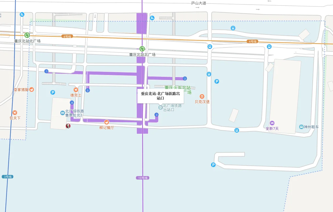 重庆轻轨3号线重庆北站有几个出口我做轻轨去重庆北站接人从哪个出口出去能最快到达火车站出站口（重庆北站的高铁出站口）