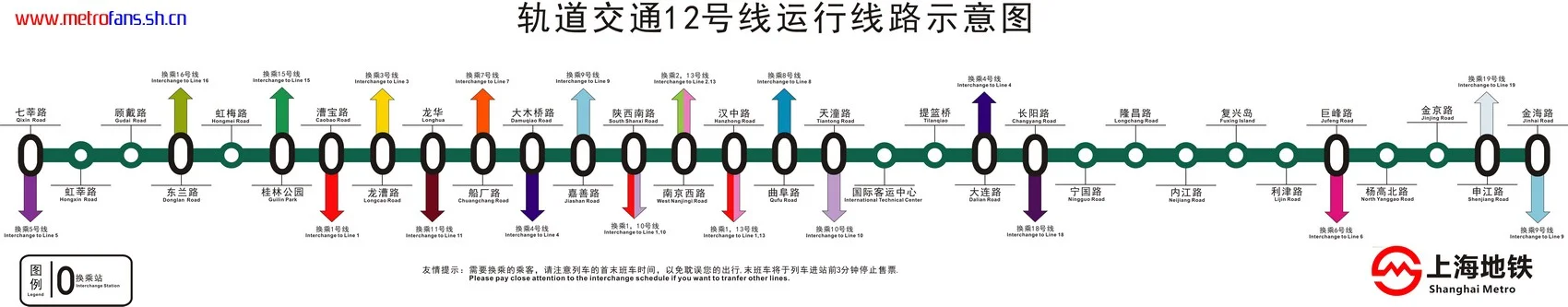 上海地铁12号线与哪些线路可换乘（上海地铁12号线市区）