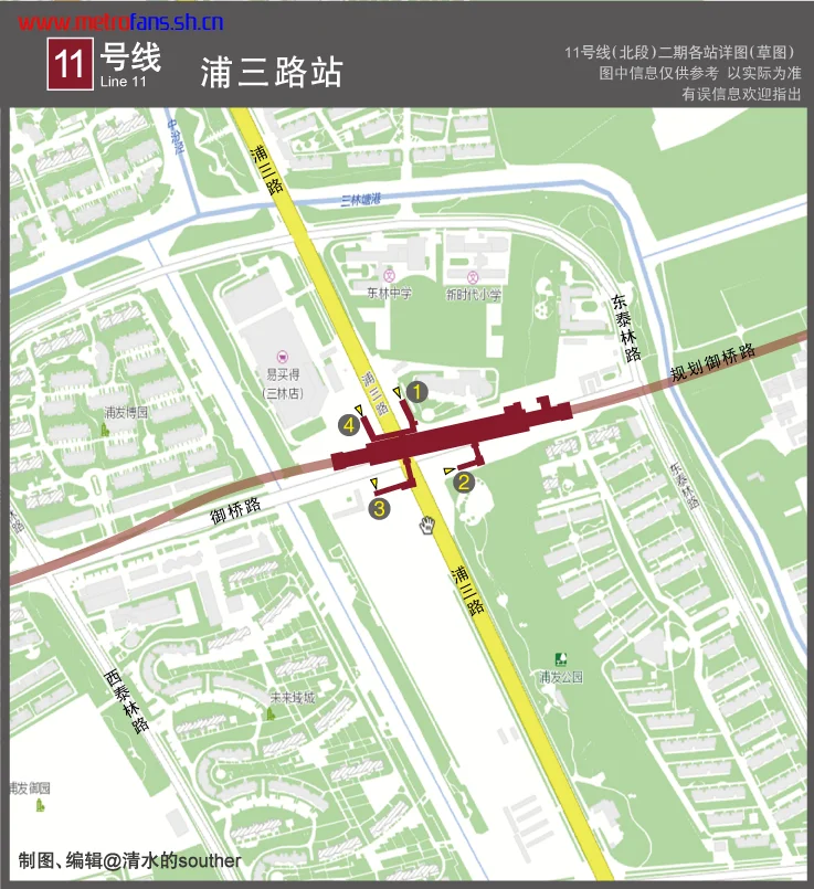 11号线二期好像已经开始试运行了吧其中有一站是浦三路地铁站可是我到现在还不知道浦三路地铁站在哪里（御桥路地铁站租房）