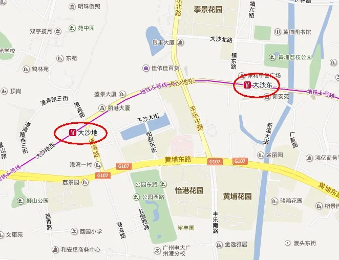 请问广州市黄埔区有哪些地铁站（大沙地东地铁站）
