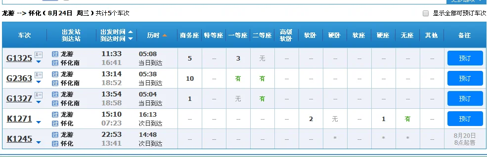高铁2334次列车途径停靠站（龙游到怀化高铁时刻表）3