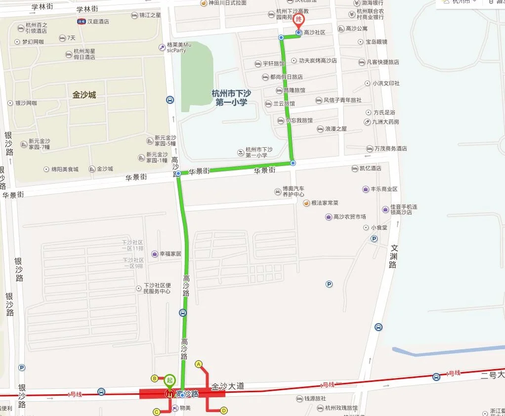 杭州地铁1号线在高沙路站最早一班是几点（杭州高沙地铁站）
