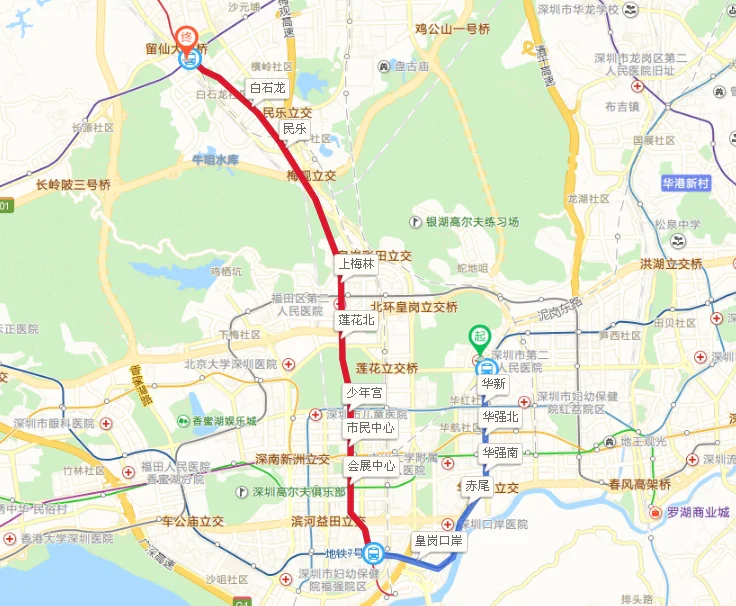 怎样从深圳地铁七号线黄木岗站去第二人民医院（深圳第二人民医院地铁公交）