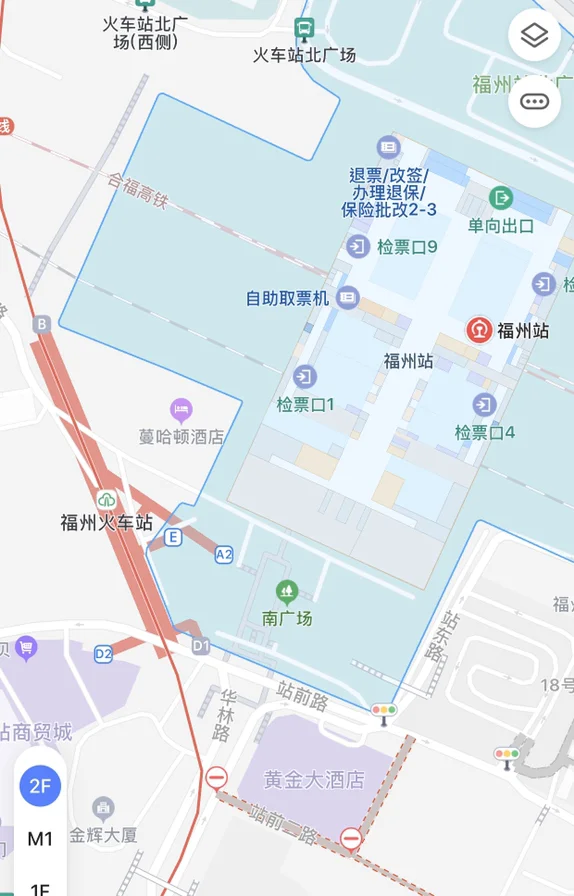 福州地铁1号线+火车站南广场+从地铁哪个口进(福州火车站地铁出入口)1