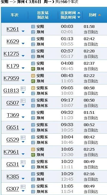 安阳到郑州高铁（安阳至郑州高铁时刻表）3