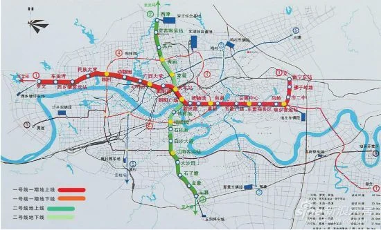 南宁地铁2号线路规划图和地铁1号线路规划图需拆迁的地方什么时候运工红线图（南宁江南地铁布线规划）