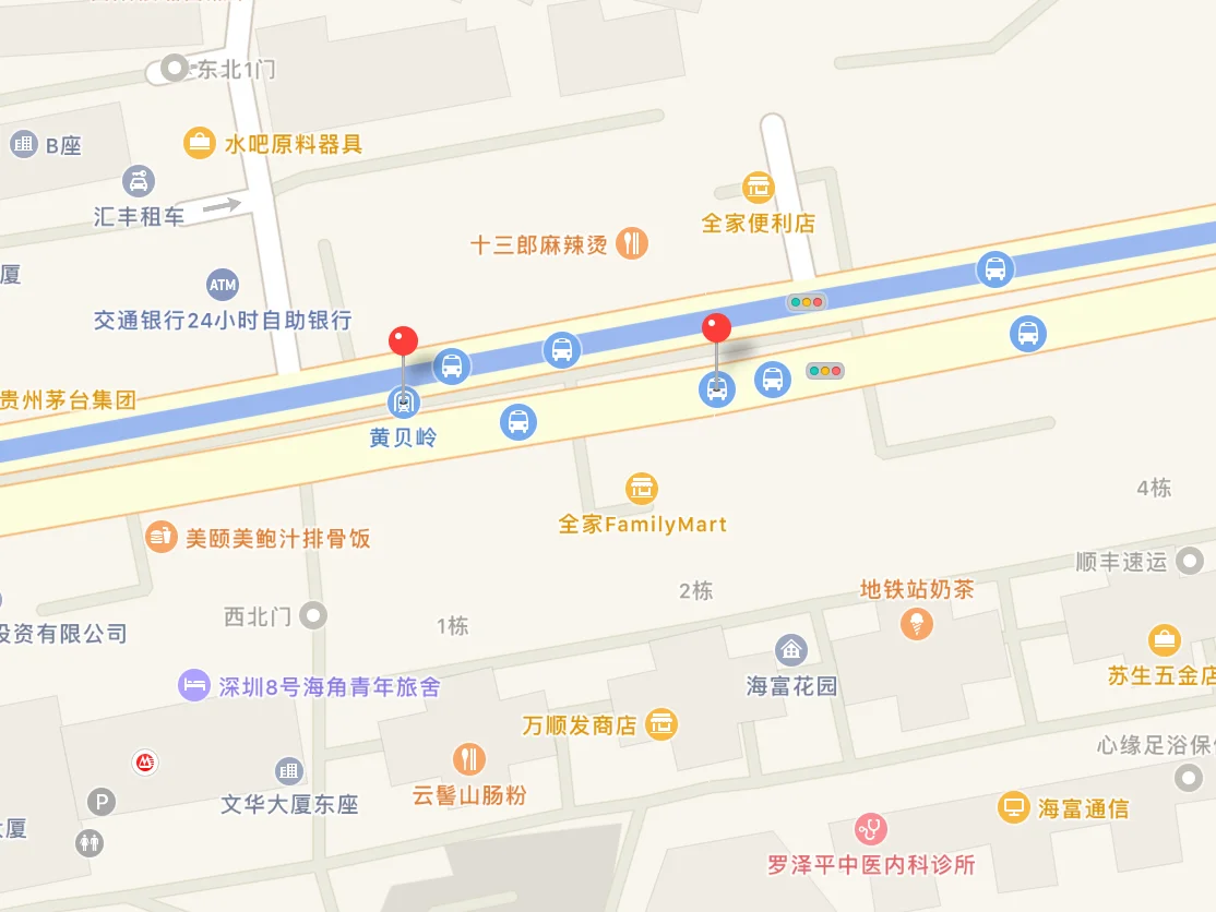 黄贝岭地铁站到黄贝岭街道2站是哪个出口(黄贝岭地铁B出口)2