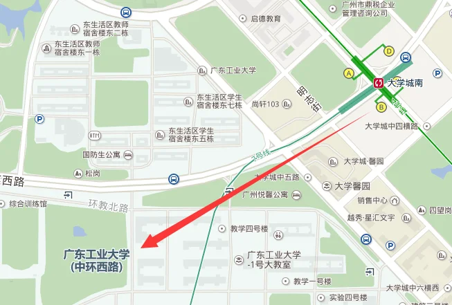 大学城南地铁站A口到广东工业大学大学城校区怎么走（大学城广工如何从地铁站去）2