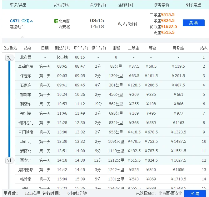 高铁时间表（g671高铁）4